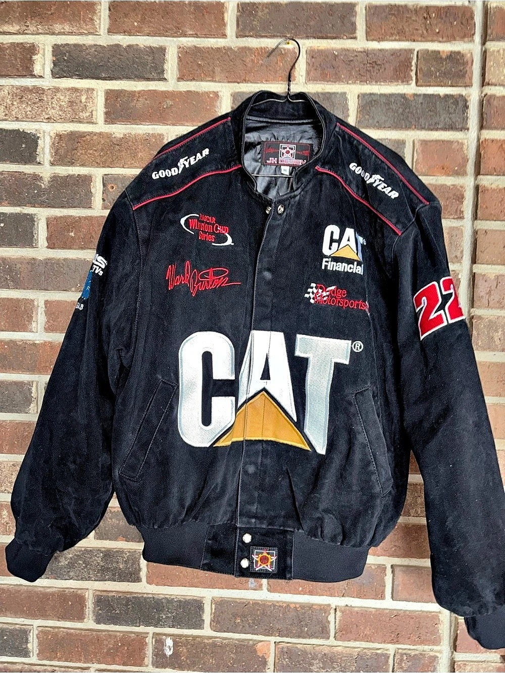 JH Design Ward Burton #22 Caterpillar NASCAR Racing Jacket Racing Jacket Black &